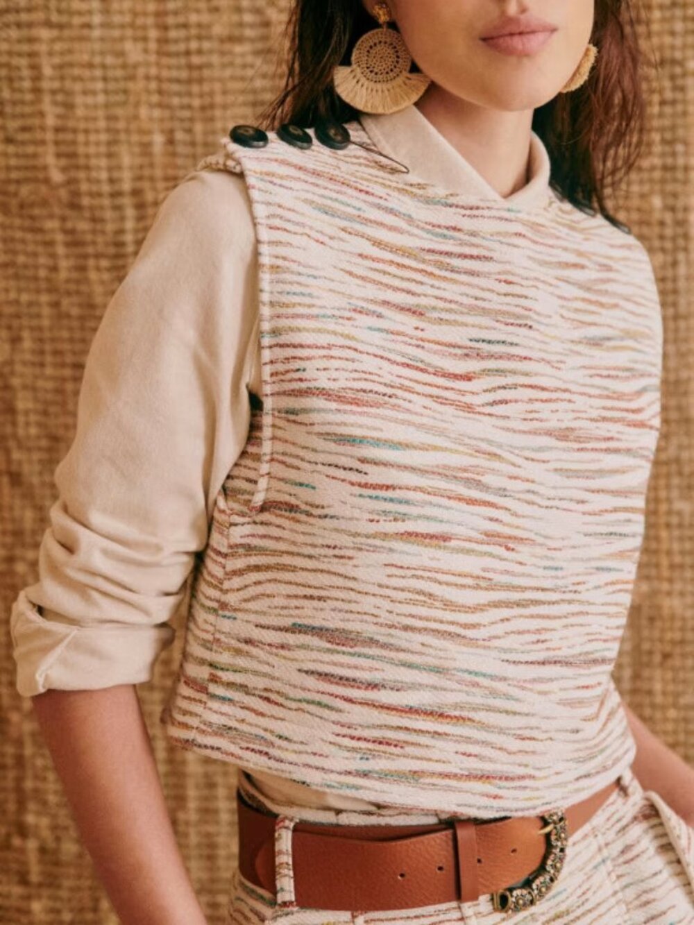 Sézane Kate Top in Zèbre Multicolore (Multicolored Stripes), size 38 ~ NWT!